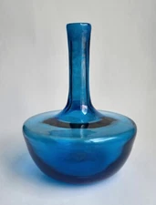 Blenko #6615 Joel Meyers Glass Decanter 8 1/4" Turquoise 1965 Vintage No Stopper