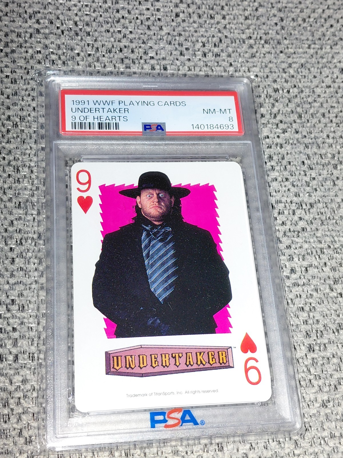 The Undertaker Psa 8 1991 WWF Playing Cards 9 Of ❤️ Rookie Year Deadman view 1