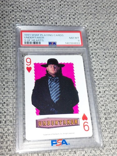 The Undertaker Psa 8 1991 WWF Playing Cards 9 Of ❤️ Rookie Year Deadman