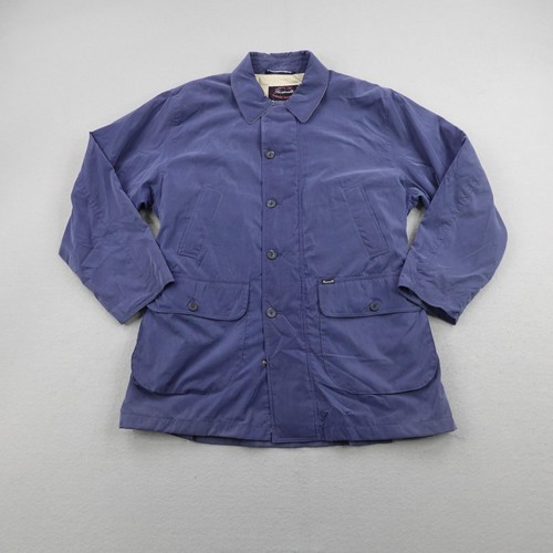 Vintage Faconnable Jacket Mens Medium Blue Windbreaker Lined Field Car Coat 90s