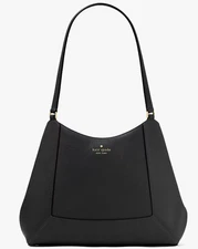 Kate Spade Lena Large Triple Compartment Shoulder Bag Black Leather KH435 NWT