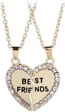 Best Friends Necklace for 2 Girls BFF Half Heart Shaped Necklaces for Women Best