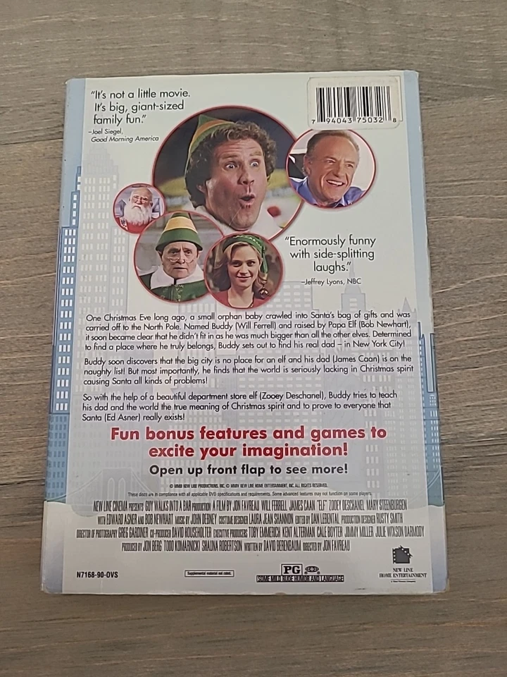ELF (DVD, 2003, 2-Disc Set) w/ Slipcover & Inserts Will Ferrill  - Image 3 of 4