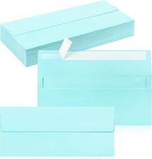 50 Pack 10 Business Envelopes, Self Seal Standard Light Blue Envelopes for Secu