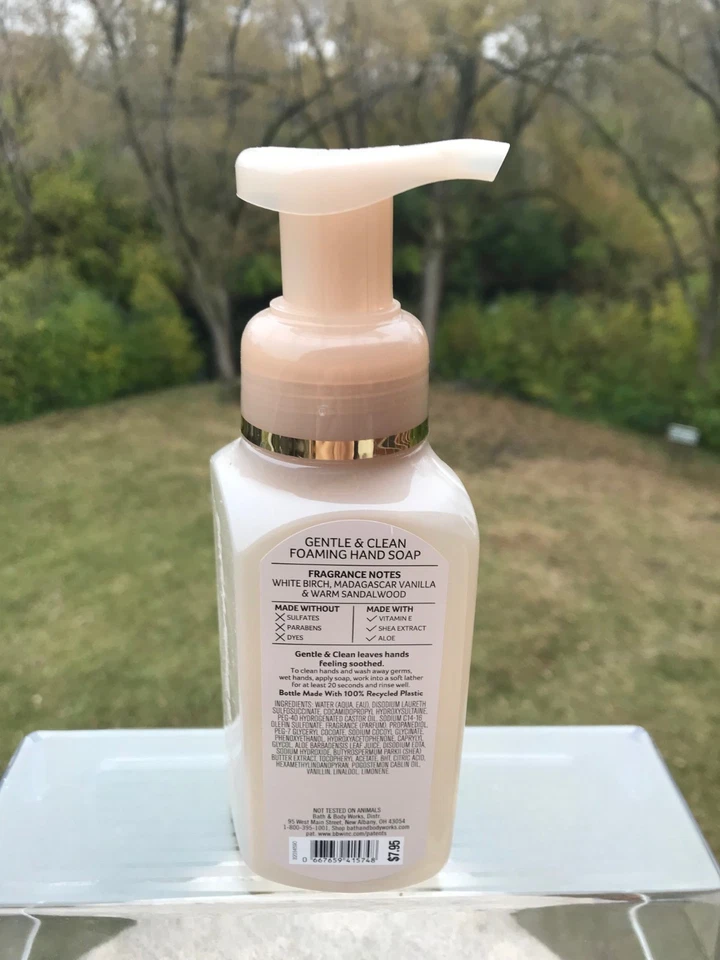 ¡NUEVO! Jabón de manos espumoso vainilla abedul Bath & Body Works (lote de 3 - tamaño completo) Foto 3 de 3