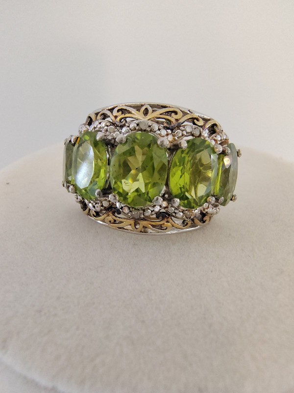 STS Chuck Clemency 925 Sterling Silver Peridot Accents Cocktail Ring Size 7.75