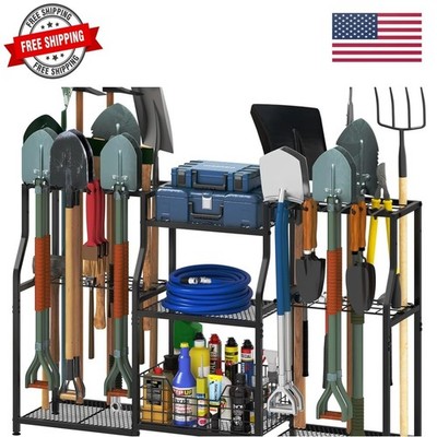 Garden Tool Organizer, Heavy Duty Yard Tool Tower Rack for Garage Organizatio...