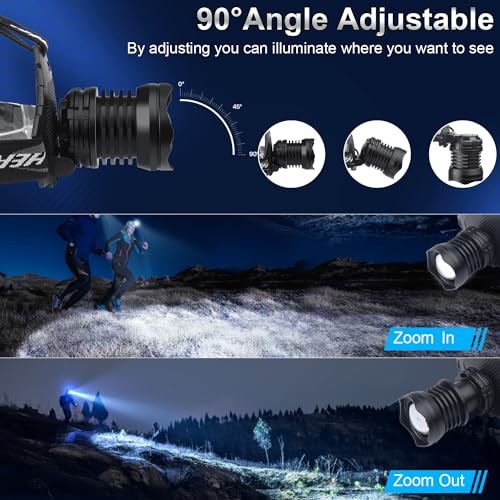 Rechargeable LED Headlamp 1080 Lumen, Super Bright Head Lamp Flashlight with 5 - Imagen 2 de 6
