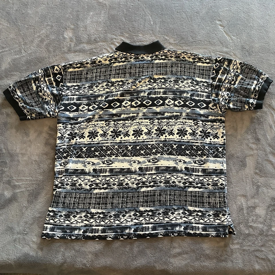 Camiseta Polo Timbre Vintage Años 90 Para Hombre Grande Arte Geométrico Hipster Informal Papá Años 80 Foto 2 de 4