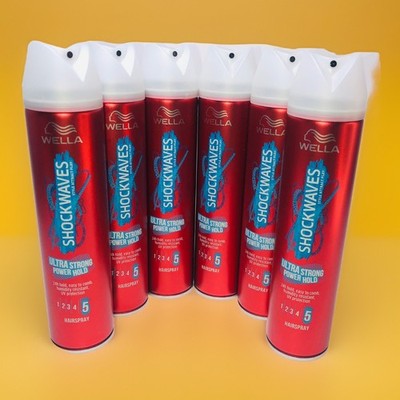 Wella Shockwaves Ultra Strong Power Hold Hairspray 250ml ( Lot of 6 Cans )