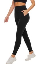Buttery Soft Black Leggings with Pockets for Women - High Waisted Tummy Contr...
