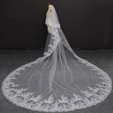 Luxury Sparkle Sequins Lace 4 Meters 2 Layer Cover Face Wedding Bridal Veil