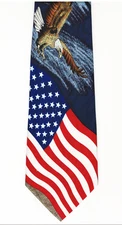 Vintage Tie Necktie by Steven Harris American Flag and Eagle