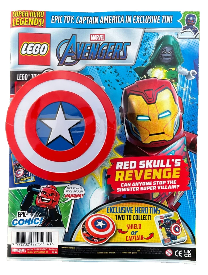 LEGO MARVEL AVENGERS MAGAZINE #32 ~ NEW WITH CAPTAIN AMERICA IN TIN! BBBBBBBB