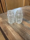Vintage Anchor Hocking Block Cube Waffle Pattern Clear Glass Salt and Pepper
