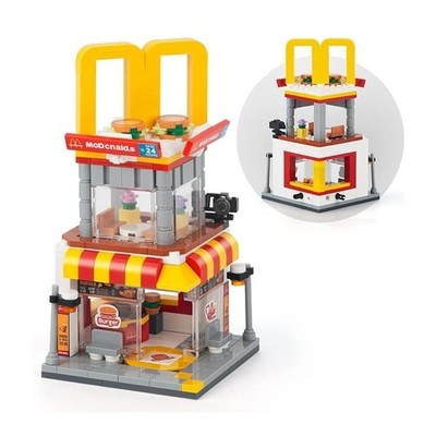 City Street View Burger Shop Bausteine MOC Steine DIY Baumodell Kinder