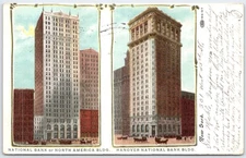 Vintage 1909 New York National Bank Buildings Postcard with Postmark
