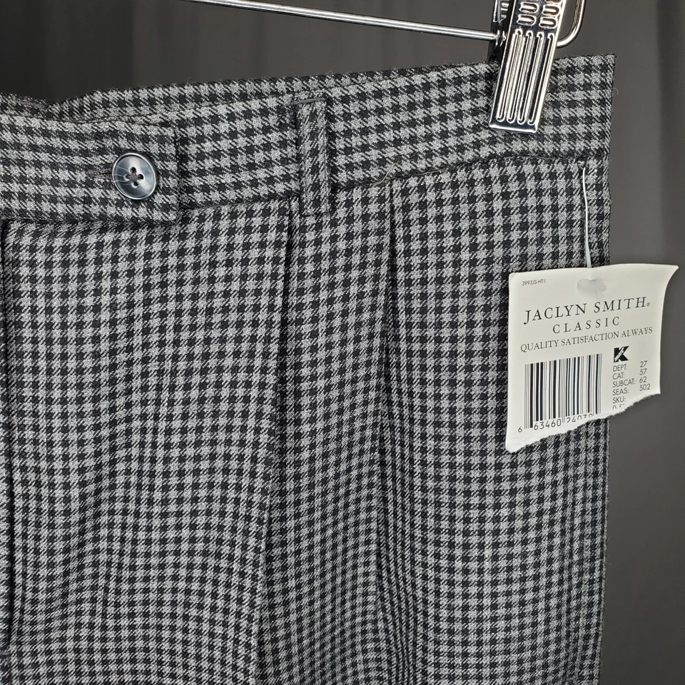 Pantalón plisado pata de gallo Jaclyn Smith para mujer 14 tiro alto forrado bolsillo cónico Foto 4 de 4