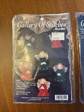 Vtg Bucilla Mini Felt Ornaments 2 Kits Angels Snowmen Snowflakes 33610 33609
