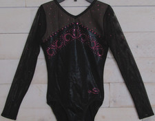 DREAMLIGHT Leotard Pink Gems Long Sleeve Gymnastics Competition Girls 10-12