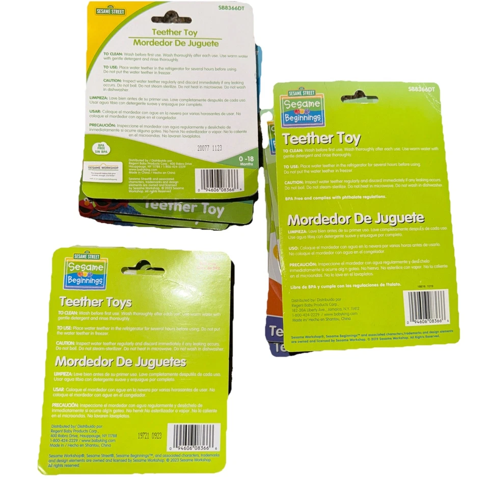 Lote de 4 nuevos juguetes mordedor monstruo galleta azul calle sésamo nuevo en caja Foto 3 de 3