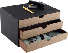 Cassettiera da scrivania con 3 scomparti chiusi A4, cassetti in pelle PU, organi