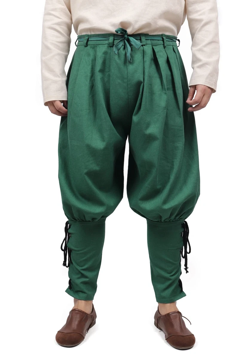 Haloumoning Middeleeuwse broek voor jongens en kinderen, met veters, cosplay, renaissance, steampunk, Viking vrijetijdsbroek, Olijfgroen, 4-6 Jaren