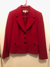 Tahari Arthur S Levine Red Textured Blazer Womens SZ 8 Lined Poly Spandex