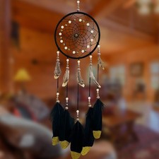 Dream Catchers Handmade Feather Native Home Wall Decoration Black