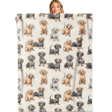 Cute Dachshund Throw Blanket,50x60in,Weiner Dog Lovers,Soft,Lightweight Flann...