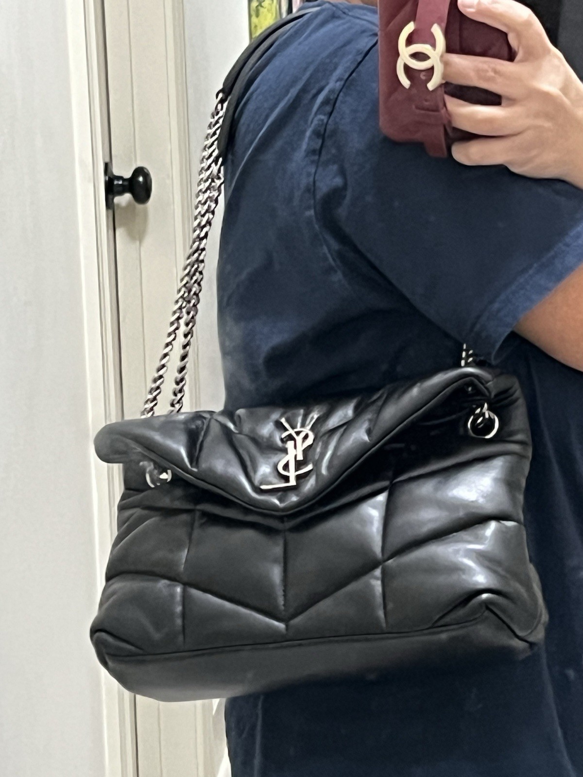 Authentic YSL Saint Laurent Black Small Puffer in Nappa Leather