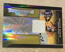 E1569 /50 GOLD 2008 Prestige Prestigious Picks Materials Steve Slaton #PPI-50
