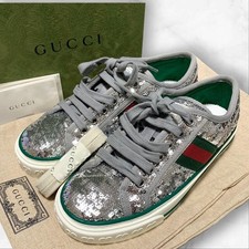 GUCCI Sneakers 1977 Collection Untested Silver GG Pattern Size 34 22cm