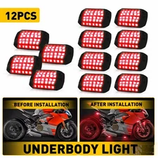 12Pod Rock Lights Underglow Underbody Under Car Truck Glow Pure Red LED Light EE