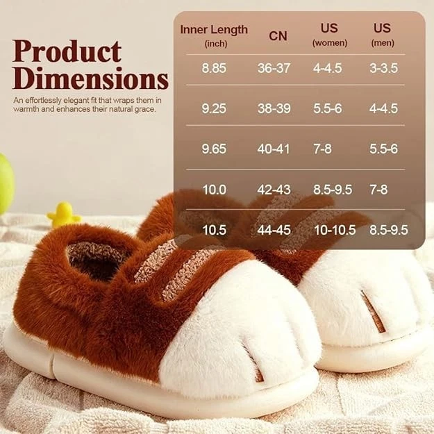 Zapatillas de felpa con pata de gato, lindas pantuflas de pies de gato con suelas antideslizantes pantuflas difusas Foto 4 de 4