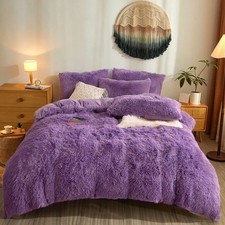 5 PCS Shaggy Duvet Cover Bedding Set - Long Faux Fur Luxury Ultra Soft Cozy ...
