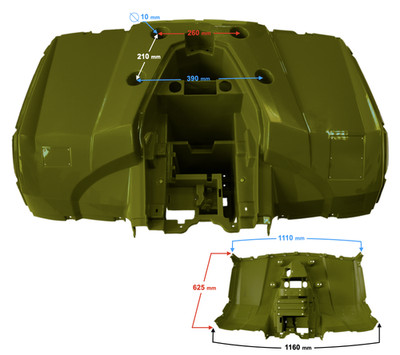 Hisun Tactic 550 grünes Gehäuse mit oberem Boden (P20800182802000062)