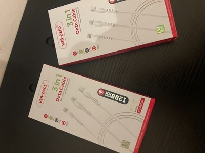 3 in 1 USB auf Typ C Beleuchtung und Micro Ladekabel schwarz 1,2 Meter