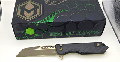 Heretic Jinn, Black Carbon Fiber Handle, MagnaCut Bronze Blade