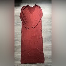 Lovers + Friends Burnt Orange Long Sleeve V Neck Slit Maxi Sweater DressSize S