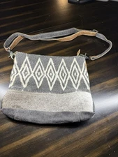 Myra Bag Cowhide & Canvas Crossbody Purse – Tribal Pattern – New, Never Used