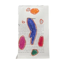 5 x 9 Original Abstract Art Painting on Book Page Spiritual Healing Colorful