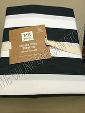 Pottery Barn Teen Cottage Stripe Bed College Dorm Sheets Set Black XL Twin NEW