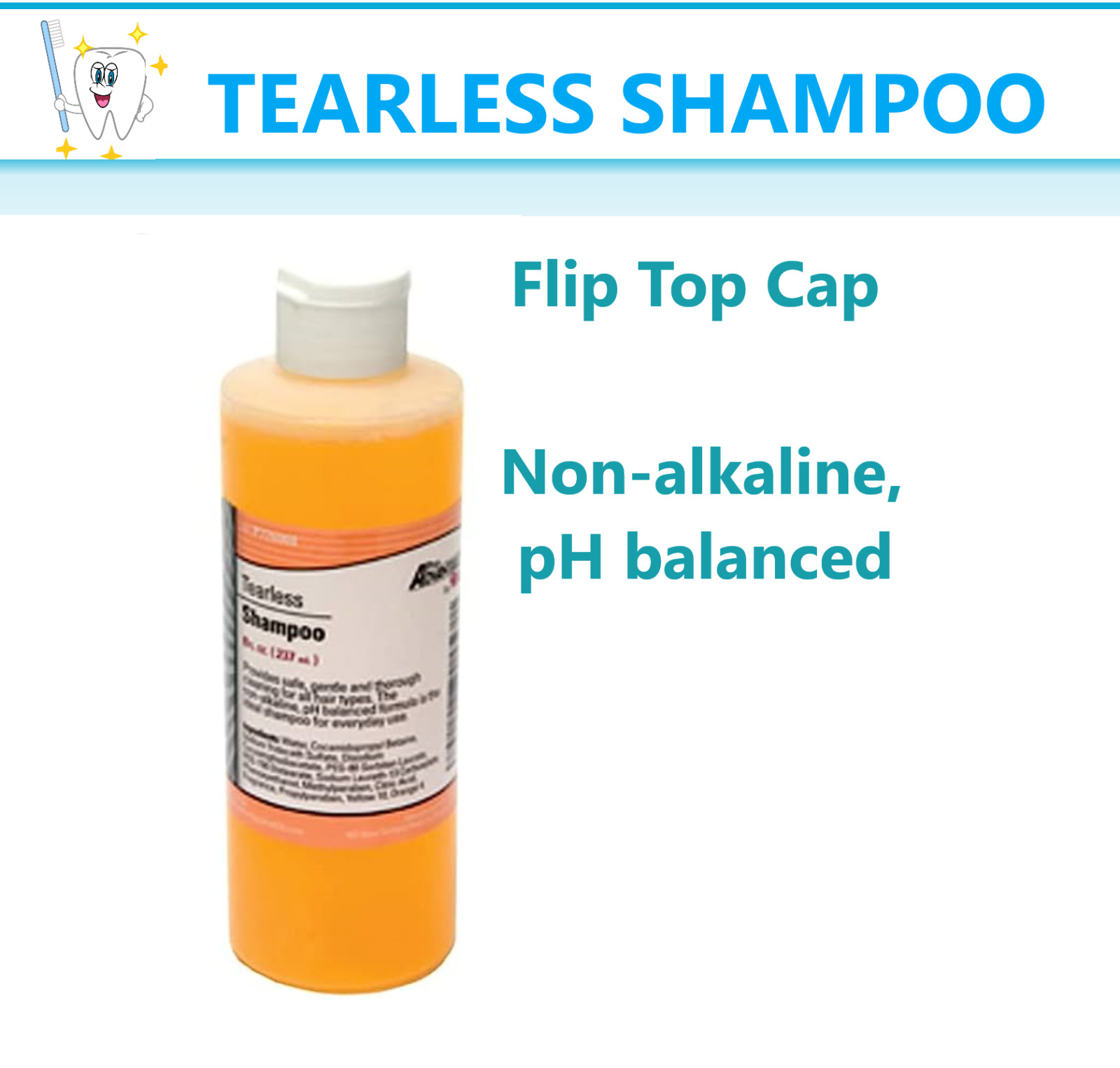 PRO ADVANTAGE TEARLESS SHAMPOO, 8 oz, Flip Top Cap, non-alkaline, Every Day Use