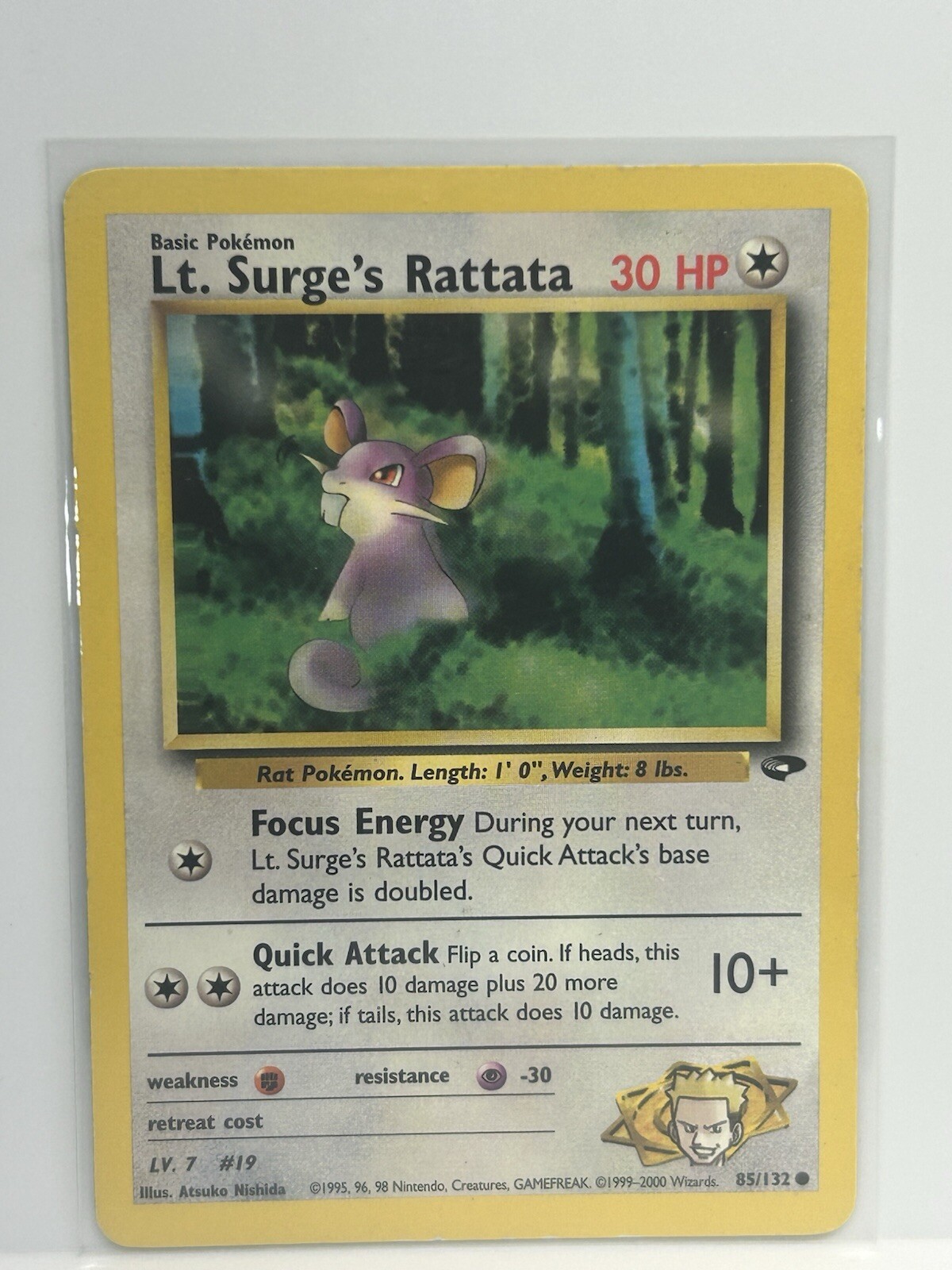 Lt. Surge’s Rattata 85/132 Gym Challenge Pokemon Card