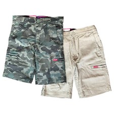 Lot of 2 NEW Levi  s Boys 8 Youth Cargo Shorts NWT Adjustable Khaki Camo MSRP 42