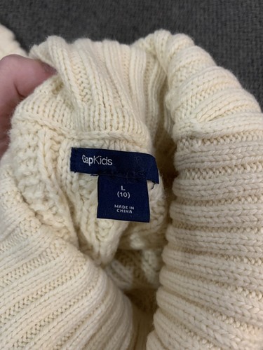 Gap Girls Cream Thick Knit Turtleneck Sweater Shawl Size Large (10) - Picture 3 of 3
