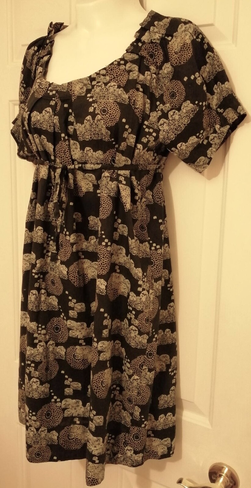 Maternity dress black, beige, white, umber, Mamalicious Lightweight patterned S image 5