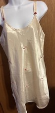 Vintage Inner Most Nightgown Womens Medium Ivory Embroidered Roses Satin