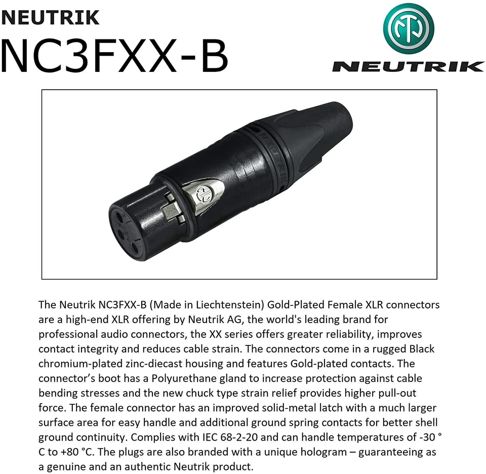 2Foot-Mogami 2534 Quad Balanced XLR |Neutrik Gold XLR Male to Female - Image 4 of 4